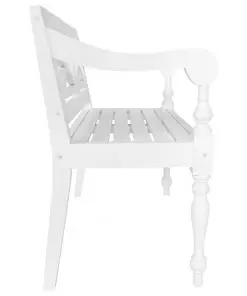 vidaXL Batavia Bench 98 cm Solid Mahogany Wood White
