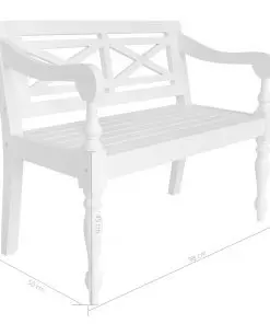 vidaXL Batavia Bench 98 cm Solid Mahogany Wood White