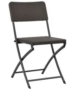 vidaXL Folding Garden Chairs 2 pcs HDPE and Steel Brown