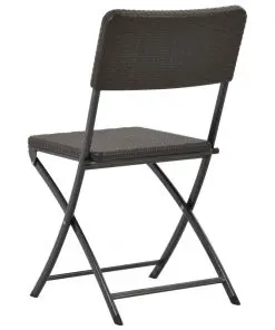 vidaXL Folding Garden Chairs 2 pcs HDPE and Steel Brown