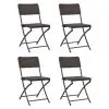 vidaXL Folding Garden Chairs 4 pcs HDPE and Steel Brown