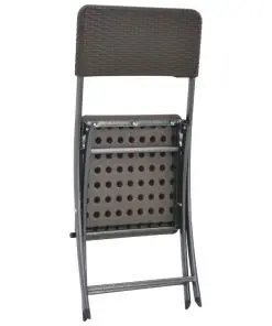 vidaXL Folding Garden Chairs 4 pcs HDPE and Steel Brown