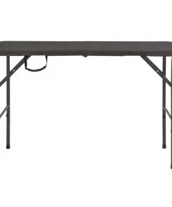 vidaXL Folding Garden Table Brown 120x60x74 cm HDPE Rattan Look