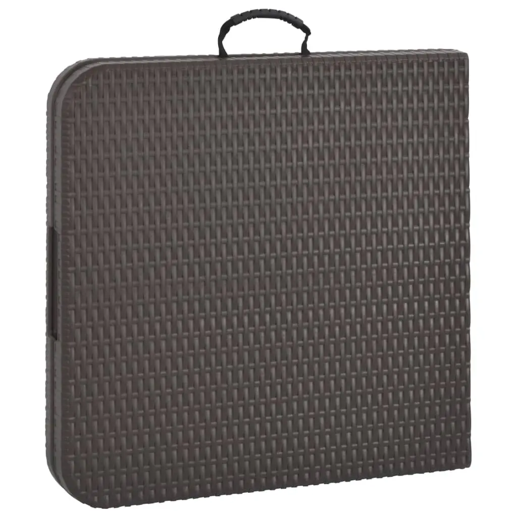 vidaXL Folding Garden Table Brown 120x60x74 cm HDPE Rattan Look