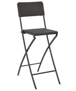 vidaXL Folding Bar Chairs 2 pcs HDPE and Steel Brown Rattan Look