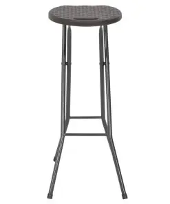 vidaXL Folding Bar Stools 2 pcs HDPE and Steel Brown Rattan Look