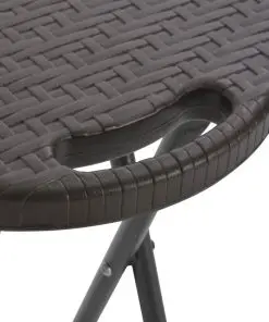 vidaXL Folding Bar Stools 2 pcs HDPE and Steel Brown Rattan Look