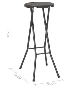 vidaXL Folding Bar Stools 2 pcs HDPE and Steel Brown Rattan Look