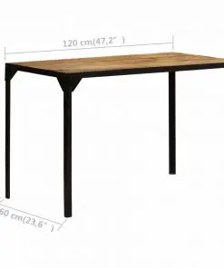vidaXL Dining Table Solid Rough Mange Wood and Steel 120 cm