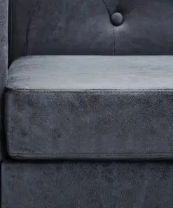 vidaXL 2-Seater Chesterfield Sofa Artificial Suede Leather Grey