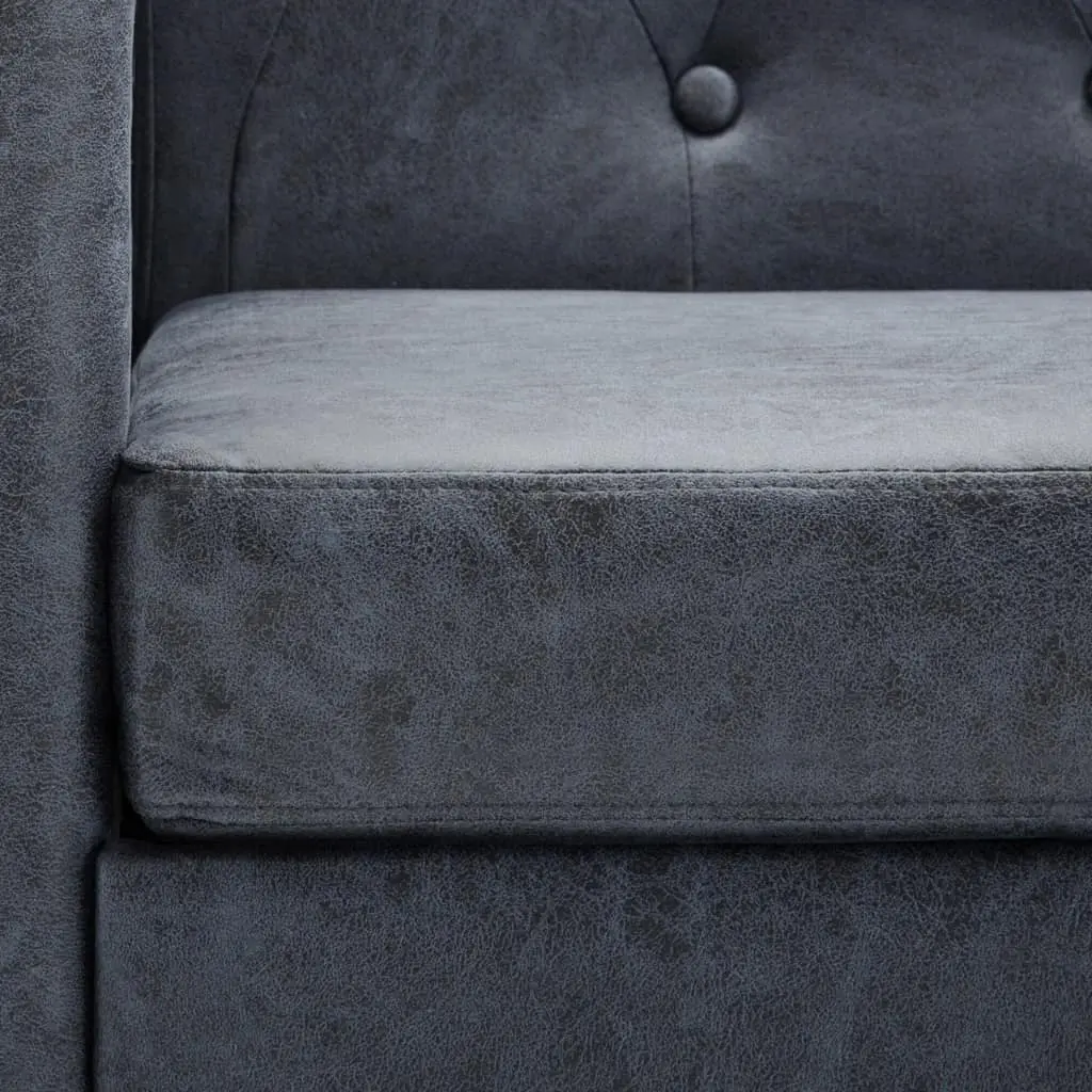 vidaXL 2-Seater Chesterfield Sofa Artificial Suede Leather Grey