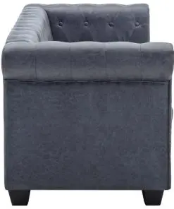 vidaXL 3-Seater Chesterfield Sofa Artificial Suede Leather Grey