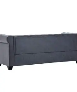 vidaXL 3-Seater Chesterfield Sofa Artificial Suede Leather Grey