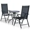 vidaXL 3 Piece Bistro Set Aluminium and Textilene Black