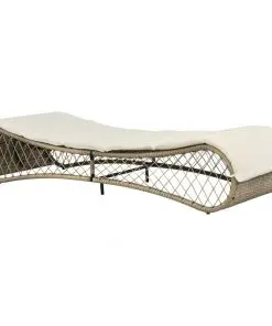 vidaXL Sun Lounger with Cushion Poly Rattan Grey