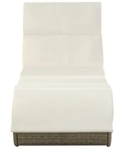 vidaXL Sun Lounger with Cushion Poly Rattan Grey