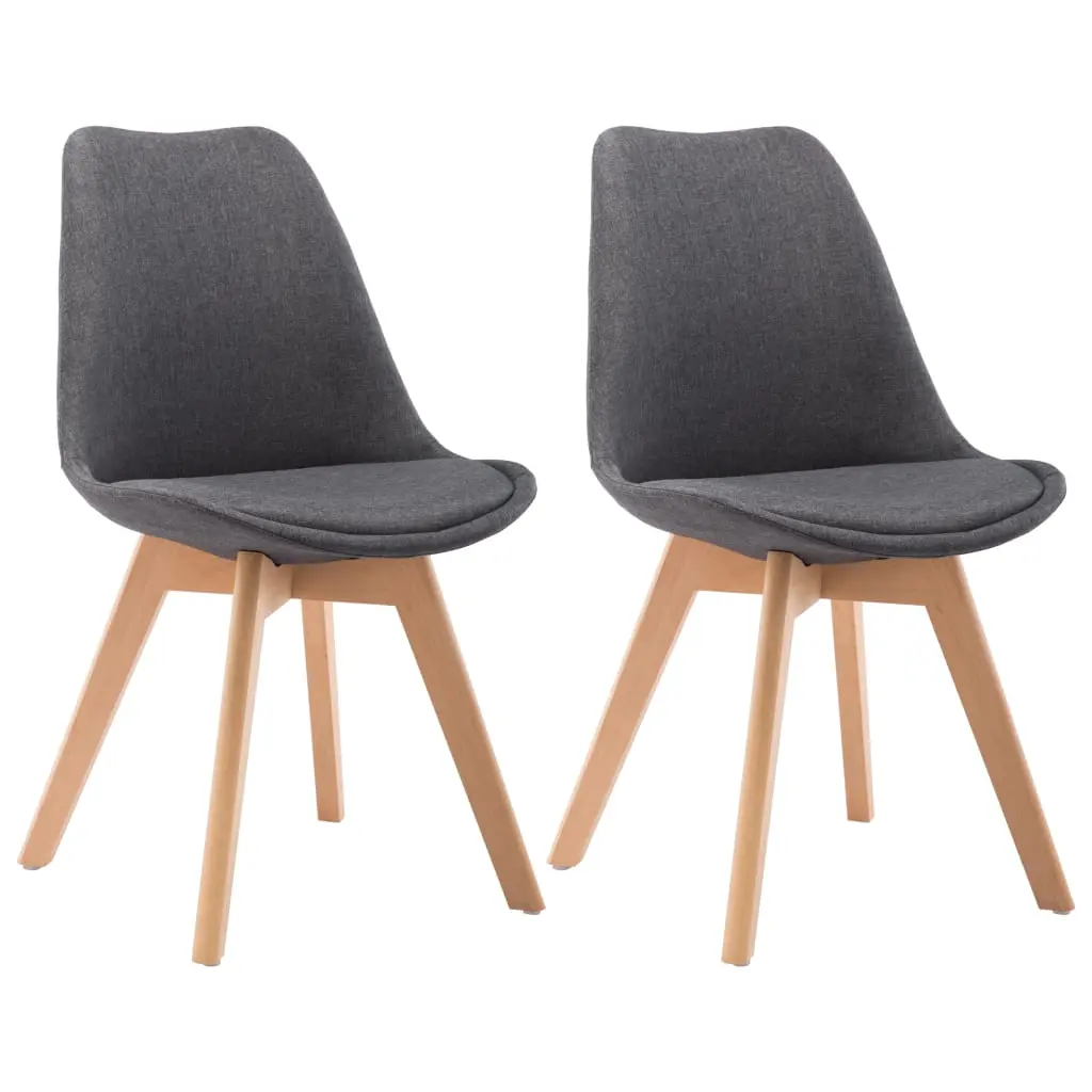 vidaXL Dining Chairs 2 pcs Dark Grey Fabric