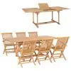 vidaXL 7 Piece Outdoor Dining Set 150-200x100x75 cm Solid Teak Wood