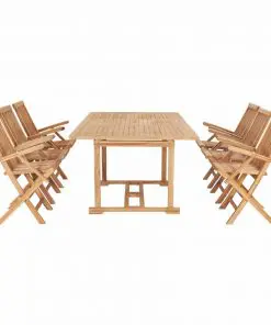vidaXL 7 Piece Outdoor Dining Set 150-200x100x75 cm Solid Teak Wood