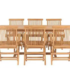 vidaXL 7 Piece Outdoor Dining Set 150-200x100x75 cm Solid Teak Wood