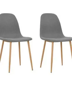 vidaXL Dining Chairs 2 pcs Light Grey Fabric