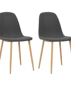 vidaXL Dining Chairs 2 pcs Dark Grey Fabric