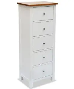 vidaXL Tall Chest of Drawers 45x32x115 cm Solid Oak Wood