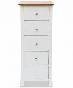 vidaXL Tall Chest of Drawers 45x32x115 cm Solid Oak Wood