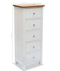 vidaXL Tall Chest of Drawers 45x32x115 cm Solid Oak Wood