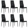 vidaXL Dining Chairs 6 pcs Black Faux Leather