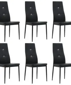 vidaXL Dining Chairs 6 pcs Black Faux Leather