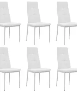 vidaXL Dining Chairs 6 pcs White Faux Leather