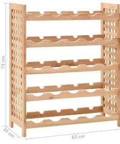 vidaXL Wine Rack for 25 Bottles Solid Walnut Wood 63x25x73 cm