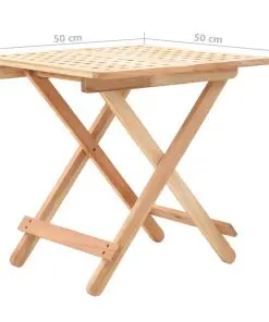vidaXL Foldable Side Table Solid Walnut Wood 50x50x49 cm