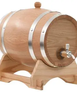 vidaXL Wine Barrel with Tap Solid Oak Wood 6 L