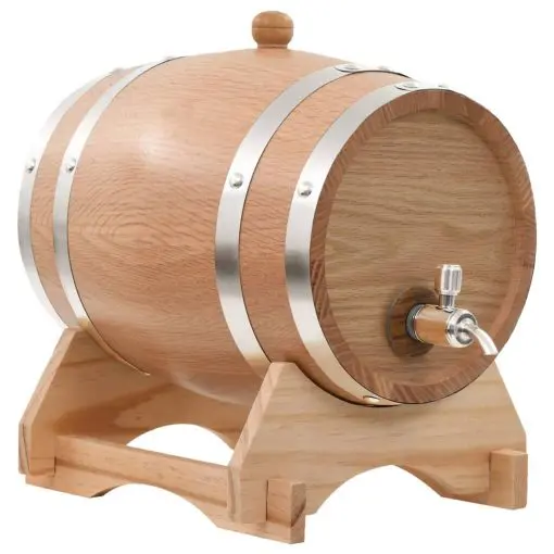 vidaXL Wine Barrel with Tap Solid Oak Wood 6 L