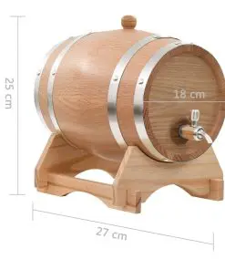 vidaXL Wine Barrel with Tap Solid Oak Wood 6 L
