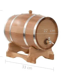 vidaXL Wine Barrel with Tap Solid Oak Wood 12 L