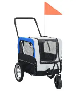 vidaXL 2-in-1 Pet Bike Trailer & Jogging Stroller Grey and Blue