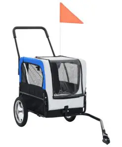 vidaXL 2-in-1 Pet Bike Trailer & Jogging Stroller Grey and Blue
