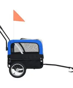 vidaXL 2-in-1 Pet Bike Trailer & Jogging Stroller Grey and Blue