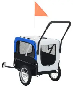vidaXL 2-in-1 Pet Bike Trailer & Jogging Stroller Grey and Blue