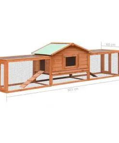 vidaXL Rabbit Hutch Solid Pine & Fir Wood 303x60x86 cm