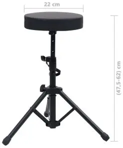 vidaXL Adjustable Drum Stool Black Round