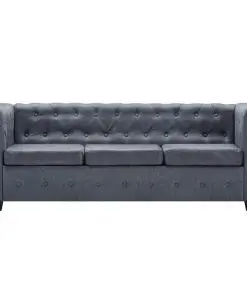 vidaXL Chesterfield Sofa Set Artificial Suede Leather Grey
