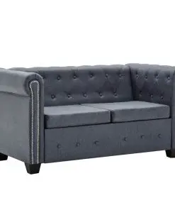 vidaXL Chesterfield Sofa Set Artificial Suede Leather Grey