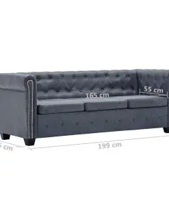 vidaXL Chesterfield Sofa Set Artificial Suede Leather Grey