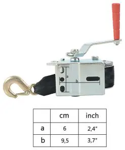 vidaXL Hand Winch with Strap 360 kg