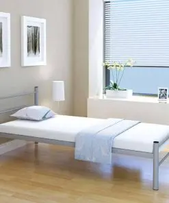 vidaXL Bed Frame Grey Metal King Single Size