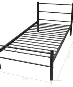 vidaXL Bed Frame Black Metal King Single Size